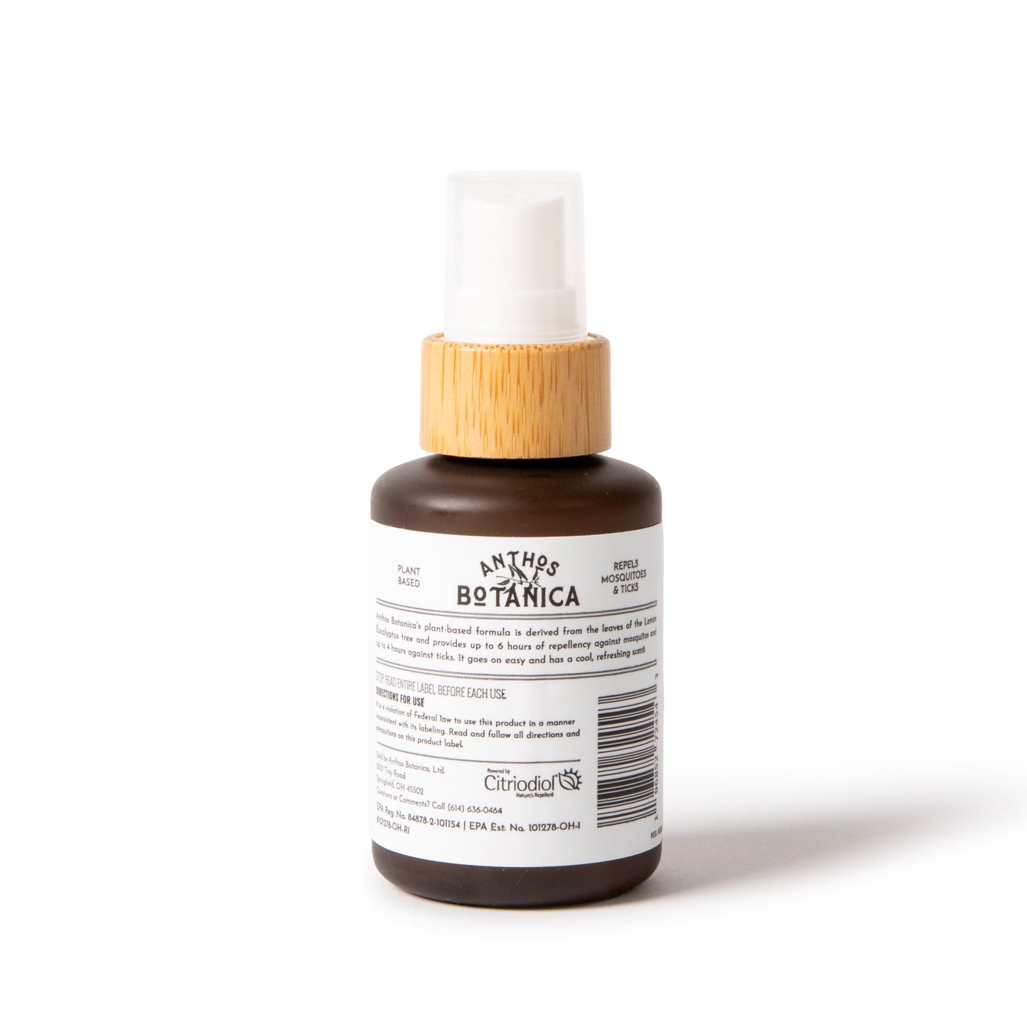 Back of 2oz Travel-size insect repellent